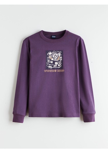 Yeni Sezon Bisiklet Yaka Baskılı Erkek Çocuk Tişört