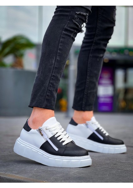 Yzlal KB-X155 Kuback Siyah Cilt Beyaz Cilt Detaylı Beyaz Yüksek Taban Günlük Spor Ayakkabı (Numara: 44) modelleri