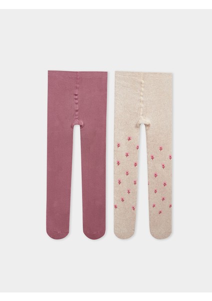 Yeni Sezon Baskılı Kız Bebek Külotlu Çorap 2'li
