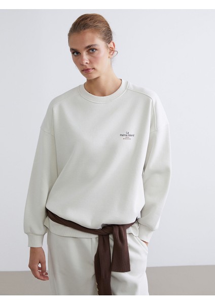 Yeni Sezon Baskılı Oversize Kadın Kalın Sweatshirt