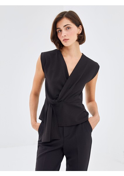 Yeni Sezon Kruvaze Yaka Kadın Tişört