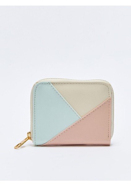 Yeni Sezon Deri Görünümlü Renk Bloklu Kadın Cüzdan