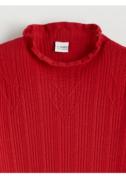 Yeni Sezon Dik Yaka Desenli Kız Çocuk Triko Kazak modelleri