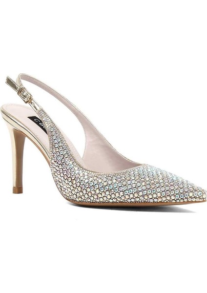 Kadın Altın Taşlı İnce Topuklu Abiye Ayakkabı fiyatları