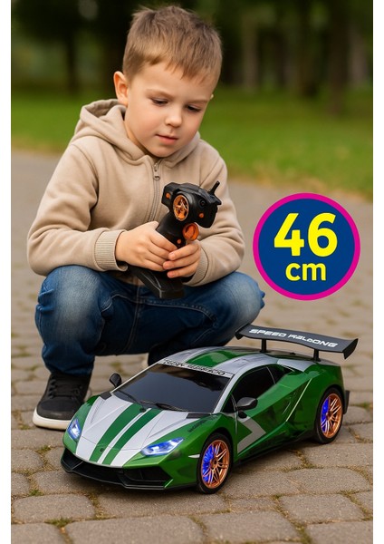 25 Km Hız 2.4 Ghz 1:10 Şarjlı Kumandalı Speed Racing Araba Hızlı Işıklı Ledli Tekerlekli 46X21X18 cm