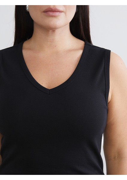 Yeni Sezon Büyük Beden V Yaka Kadın Atlet 2'li indirimleri