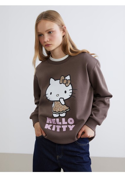 Yeni Sezon Hello Kitty Baskılı Kadın Kalın Sweatshirt