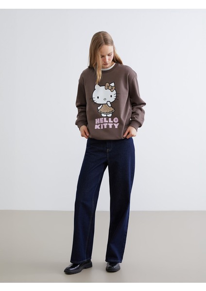 Yeni Sezon Hello Kitty Baskılı Kadın Kalın Sweatshirt fiyatları