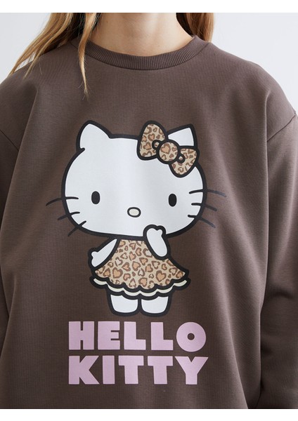 Yeni Sezon Hello Kitty Baskılı Kadın Kalın Sweatshirt modelleri