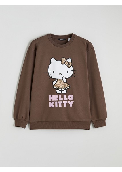 Yeni Sezon Hello Kitty Baskılı Kadın Kalın Sweatshirt indirimleri