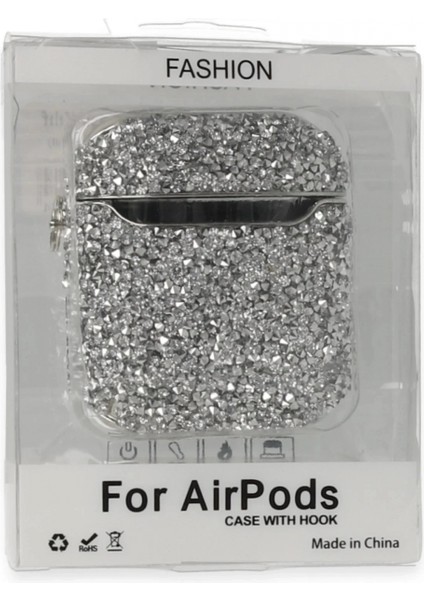 Airpods 2 (2.nesil) Mira Taşlı Kılıf - Gümüş modelleri
