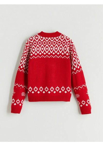 Yeni Sezon Bisiklet Yaka Desenli Kız Çocuk Triko Kazak modelleri