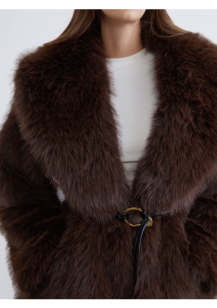 Yeni Sezon Şal Yaka Oversize Kadın Kürk Kaban modelleri