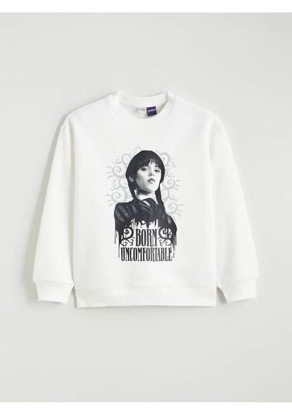 Yeni Sezon Wednesday Baskılı Kız Çocuk Kalın Sweatshirt