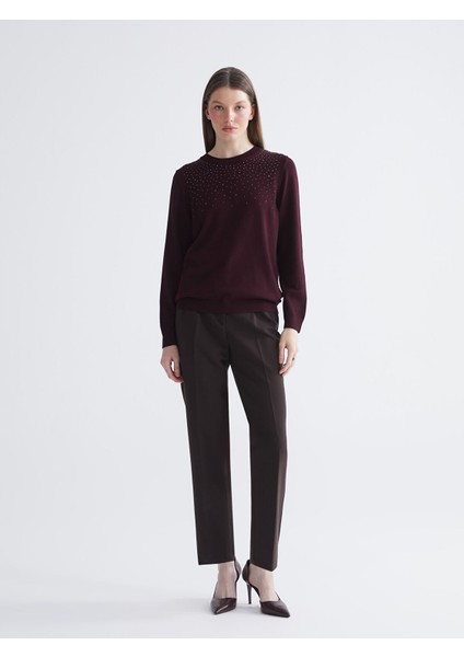 Yeni Sezon Bisiklet Yaka Taşlı Kadın Triko Kazak fiyatları