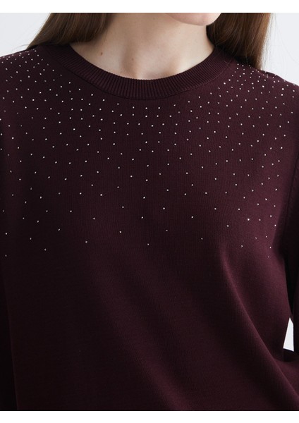 Yeni Sezon Bisiklet Yaka Taşlı Kadın Triko Kazak modelleri