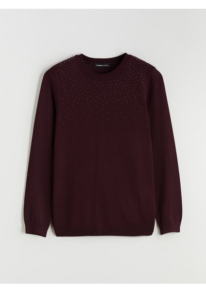 Yeni Sezon Bisiklet Yaka Taşlı Kadın Triko Kazak indirimleri