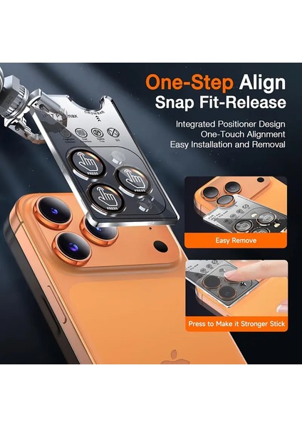 Iphone 17 Pro Max Turuncu Safir Kamera Koruyucu Lens Antisitatik Tam Koruma Darbelere Karsı Koruma