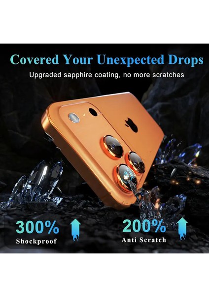Iphone 17 Pro Max Turuncu Safir Kamera Koruyucu Lens Antisitatik Tam Koruma Darbelere Karsı Koruma