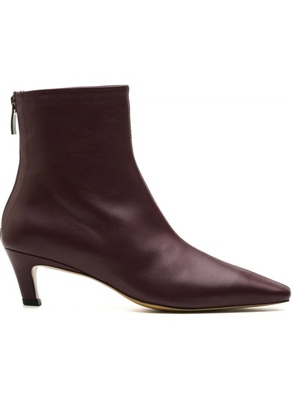 Fracy Bordo Hakiki Deri Kadın Topuklu Bot