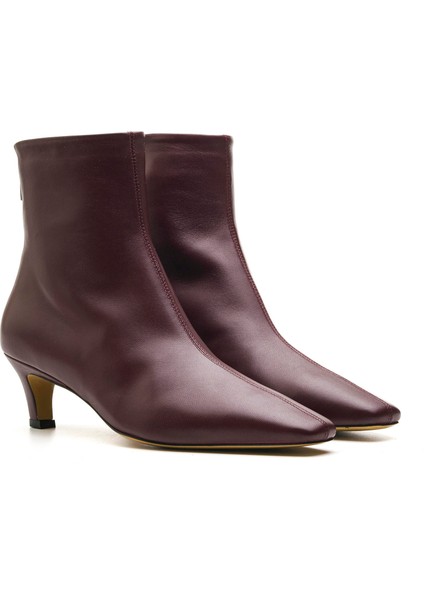 Fracy Bordo Hakiki Deri Kadın Topuklu Bot modelleri