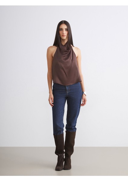Yeni Sezon Halter Yaka Saten Bluz fiyatları