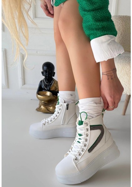 Yzlal Joila Beyaz Cilt Yeşil Detaylı Bot (Numara: 36) modelleri
