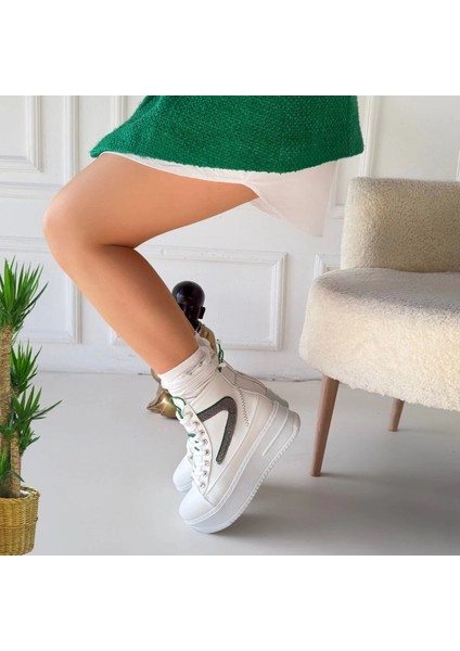 Yzlal Joila Beyaz Cilt Yeşil Detaylı Bot (Numara: 36) indirimleri