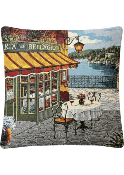 Jakarlı Dokuma Goblen Kırlent Kılıfı – 45X45 cm Biyeli ve Çift Taraflı Dekoratif Yastık