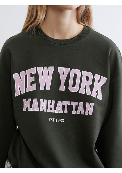 Yeni Sezon New York Baskılı Oversize Kadın Kalın Sweatshirt modelleri