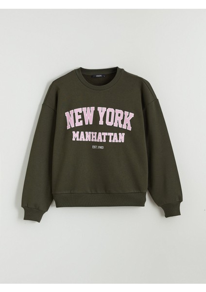 Yeni Sezon New York Baskılı Oversize Kadın Kalın Sweatshirt indirimleri