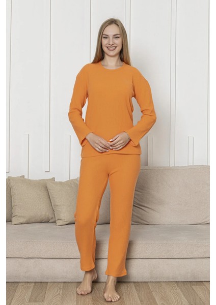 Pamuklu Kalın Kışlık Interlok Şeritli Uzun Kollu Örme Pijama Takımı fiyatları