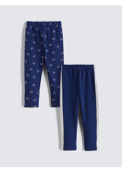 Yeni Sezon Beli Lastikli Kız Çocuk Tayt 2'li