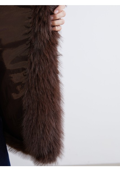 Yeni Sezon Şal Yaka Oversize Kadın Kürk Kaban fırsatları