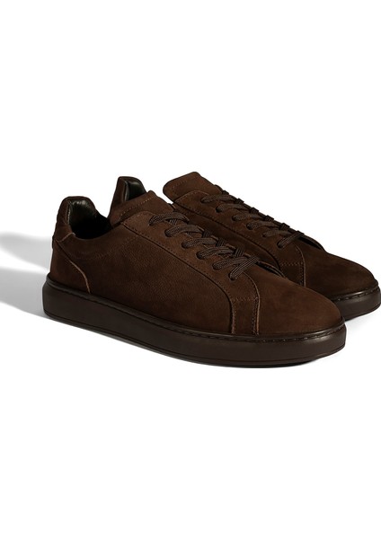 Erkek Koyu Kahve Bağcıklı Günlük Nubuk Deri Ayakkabı