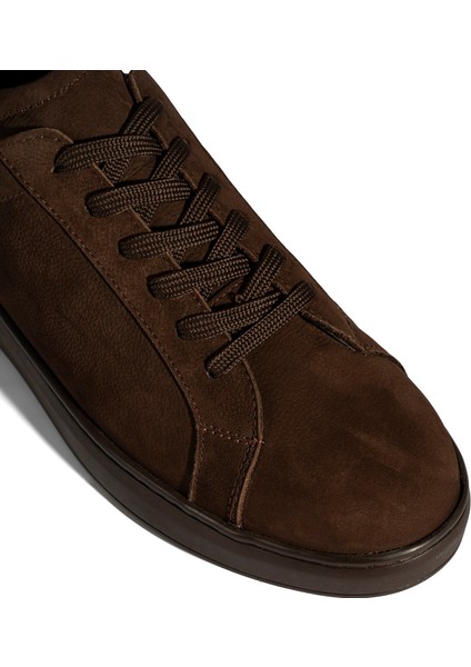 Erkek Koyu Kahve Bağcıklı Günlük Nubuk Deri Ayakkabı