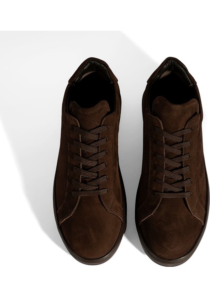 Erkek Koyu Kahve Bağcıklı Günlük Nubuk Deri Ayakkabı