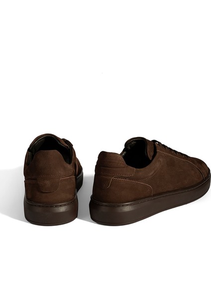 Erkek Koyu Kahve Bağcıklı Günlük Nubuk Deri Ayakkabı