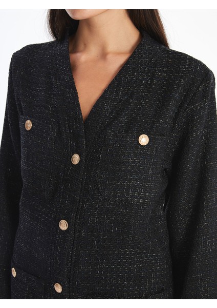 Yeni Sezon V Yaka Kadın Tüvit Ceket modelleri