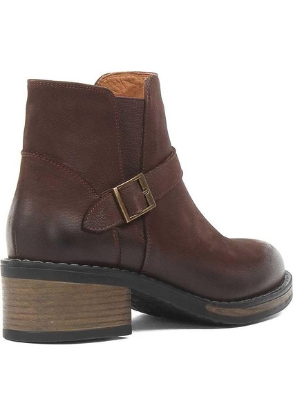 Kadın Kahverengi Tokalı Kalın Topuklu Nubuk Deri Bot fırsatları