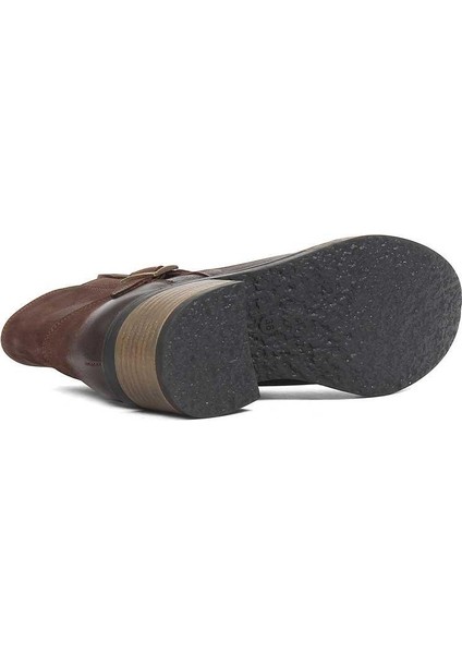 Kadın Kahverengi Tokalı Kalın Topuklu Nubuk Deri Bot indirimleri