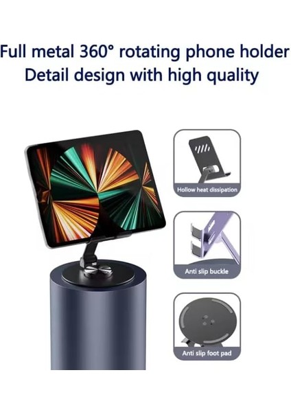 Tok Alüminyum Stand Çok Işlevli Döner Tablet Pc Akıllı Telefon Standı Mini Boy Masaüstü Stand Katlanabilir Cep Telefonu Evrensel Telefon Tutucu K72 Mor Renk fiyatları