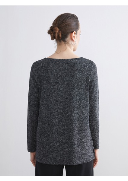 Yeni Sezon Bisiklet Yaka Parlak Görünümlü Bluz fırsatları