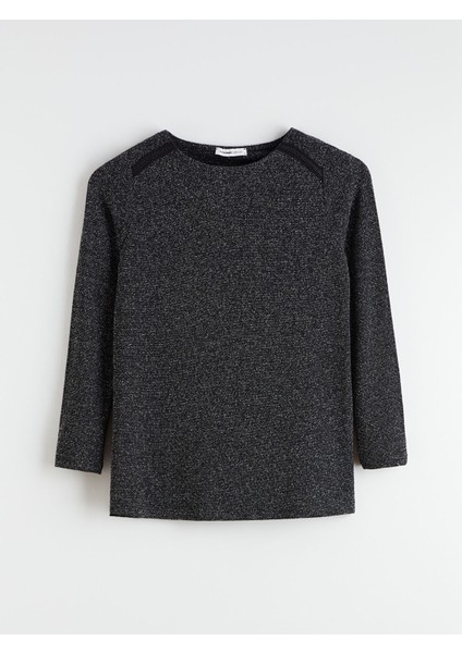 Yeni Sezon Bisiklet Yaka Parlak Görünümlü Bluz indirimleri