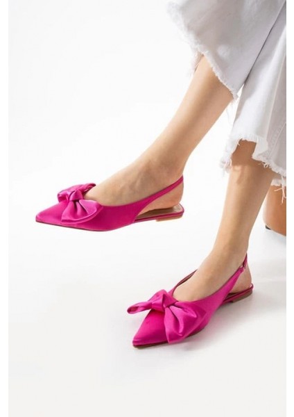Yzlal Cenya Fuşya Saten Babet Ayakkabı (Numara: 36)