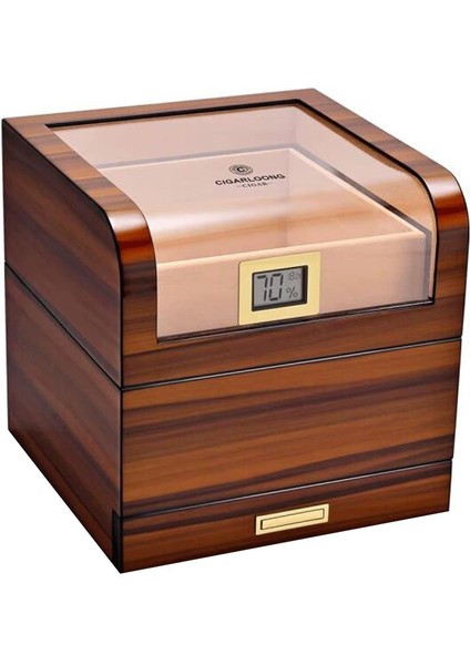 Camlı Katlı Humidor Puro Kutusu Tiger Desen 100S