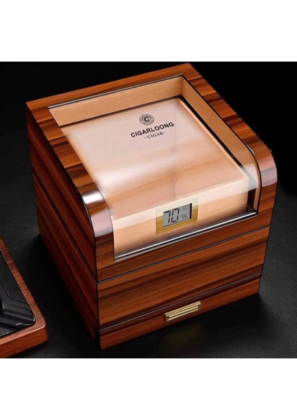 Camlı Katlı Humidor Puro Kutusu Tiger Desen 100S fırsatları