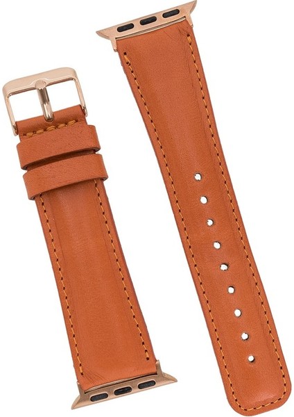 Apple Watch Uyumlu Deri Kordon 42-44-45MM F5 Taba modelleri