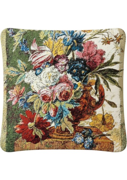 Jakarlı Dokuma Goblen Kırlent Kılıfı – 45X45 cm Biyeli ve Çift Taraflı Dekoratif Yastık