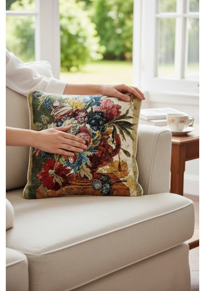 Jakarlı Dokuma Goblen Kırlent Kılıfı – 45X45 cm Biyeli ve Çift Taraflı Dekoratif Yastık fiyatları